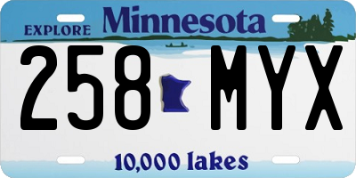 MN license plate 258MYX