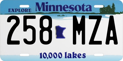 MN license plate 258MZA