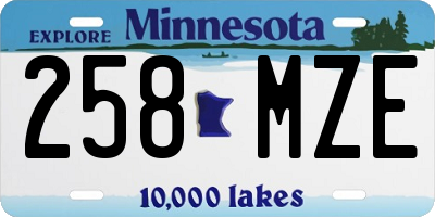 MN license plate 258MZE