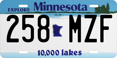 MN license plate 258MZF