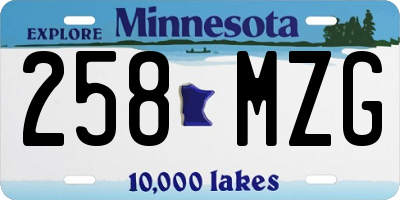MN license plate 258MZG