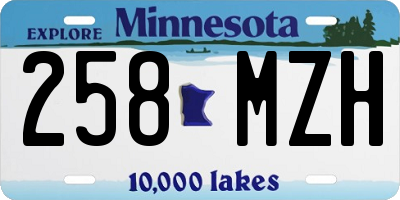 MN license plate 258MZH