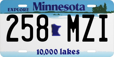 MN license plate 258MZI
