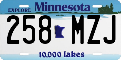 MN license plate 258MZJ