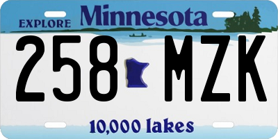 MN license plate 258MZK