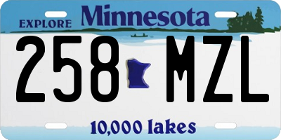 MN license plate 258MZL