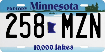 MN license plate 258MZN