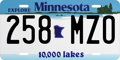MN license plate 258MZO