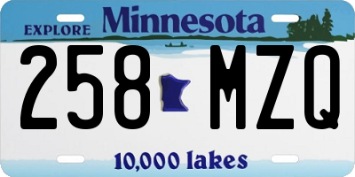 MN license plate 258MZQ