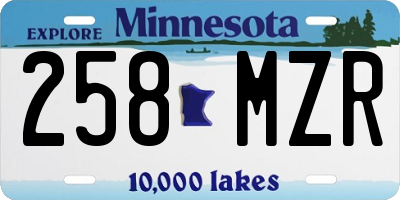 MN license plate 258MZR