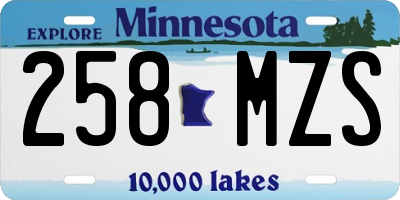 MN license plate 258MZS