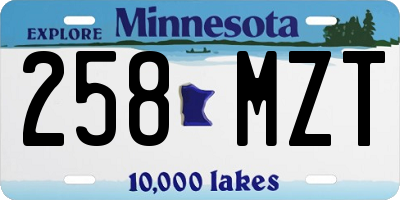 MN license plate 258MZT