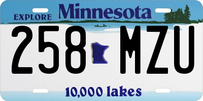 MN license plate 258MZU