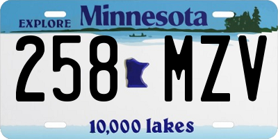 MN license plate 258MZV