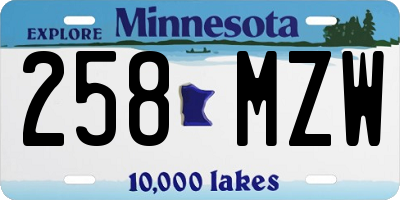 MN license plate 258MZW