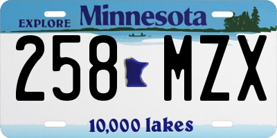 MN license plate 258MZX
