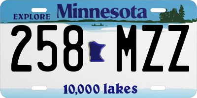 MN license plate 258MZZ