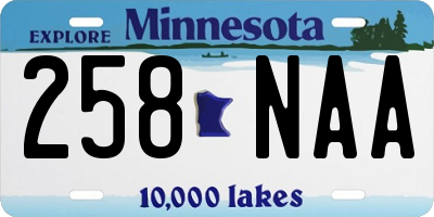 MN license plate 258NAA
