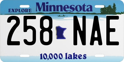 MN license plate 258NAE