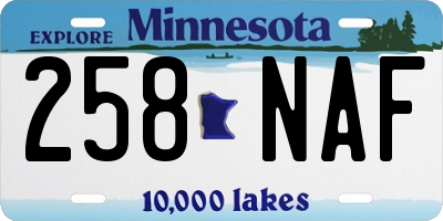 MN license plate 258NAF