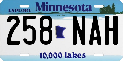 MN license plate 258NAH