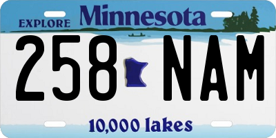 MN license plate 258NAM