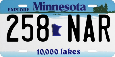 MN license plate 258NAR