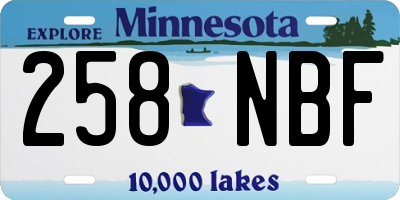 MN license plate 258NBF