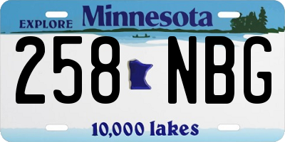 MN license plate 258NBG