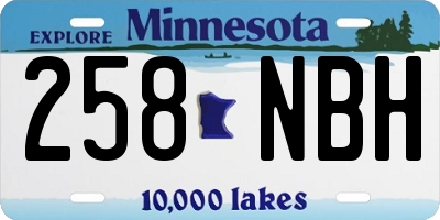 MN license plate 258NBH
