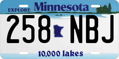 MN license plate 258NBJ