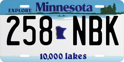 MN license plate 258NBK