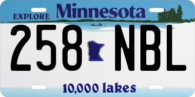 MN license plate 258NBL