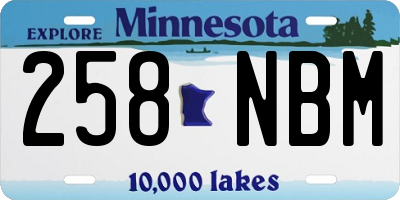 MN license plate 258NBM