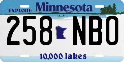 MN license plate 258NBO