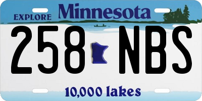 MN license plate 258NBS