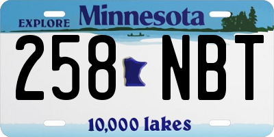 MN license plate 258NBT