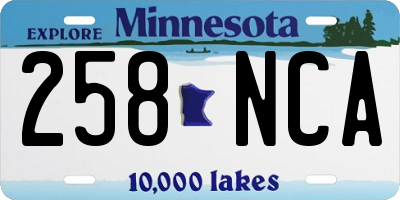 MN license plate 258NCA