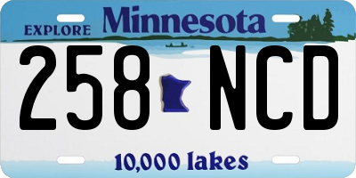 MN license plate 258NCD