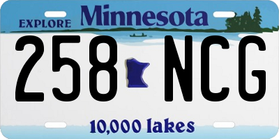 MN license plate 258NCG