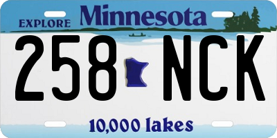 MN license plate 258NCK