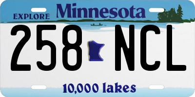 MN license plate 258NCL