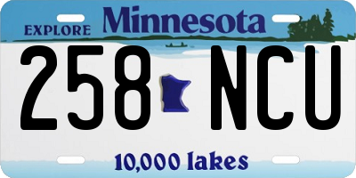 MN license plate 258NCU