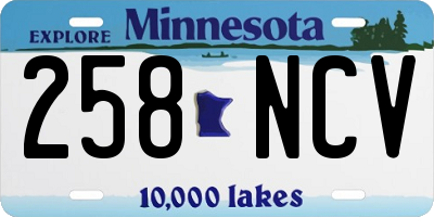 MN license plate 258NCV