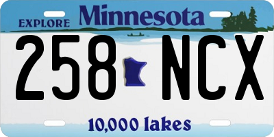 MN license plate 258NCX