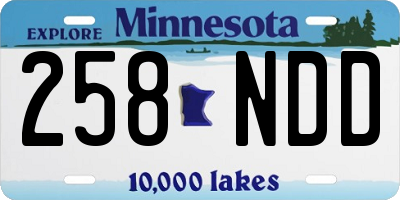 MN license plate 258NDD