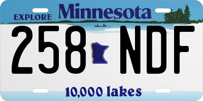 MN license plate 258NDF