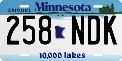 MN license plate 258NDK