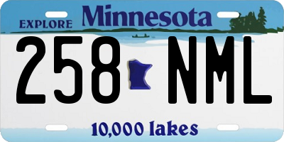 MN license plate 258NML
