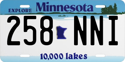 MN license plate 258NNI